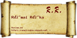 Rémai Réka névjegykártya